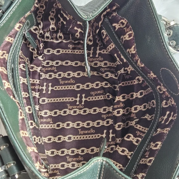 Tignanello Hunter Green Leather Satchel Bag – Silver Hardware – Classic Style - Picture 8 of 16